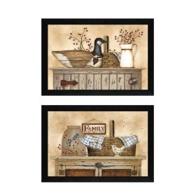 "Rustic Still Life Collection" 2-Piece Vignette By Linda Spivey, Printed Wall Art, Ready To Hang Framed Poster, Black Frame - as Pic
