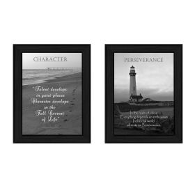 "Character Collection" 2-Piece Vignette By Trendy Decor4U, Printed Wall Art, Ready To Hang Framed Poster, Black Frame - as Pic