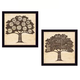 "Family Trees Collection" 2-Piece Vignette By Debbie Strain, Printed Wall Art, Ready To Hang Framed Poster, Black Frame - as Pic