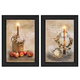 "Light a Candle Collection" 2-Piece Vignette By Robin-Lee Vieira, Printed Wall Art, Ready To Hang Framed Poster, Black Frame - as Pic