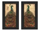 "Peacock Collection" 2-Piece Vignette By John Jones, Printed Wall Art, Ready To Hang Framed Poster, Black Frame - as Pic