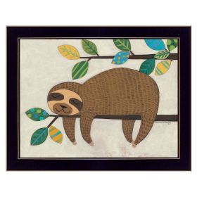 "Hanging Sloth II" by Bernadette Deming, Ready to Hang Framed Print, Black Frame - as Pic