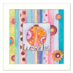 "Ladybug Hugs" By Bernadette Deming, Printed Wall Art, Ready To Hang Framed Poster, White Frame - as Pic