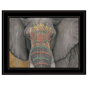 "Tattooed Elephant" by Britt Hallowell, Ready to Hang Framed Print, Black Frame - as Pic