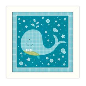 "Beetle and Bob Baby Whale" By Annie LaPoint, Printed Wall Art, Ready To Hang Framed Poster, White Frame - as Pic