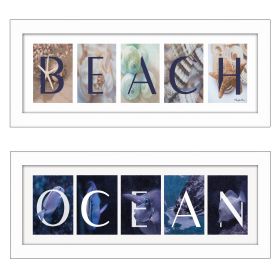 "Ocean/Beach Collection" 2-Piece Vignette By Robin-Lee Vieira, Printed Wall Art, Ready To Hang Framed Poster, White Frame - as Pic
