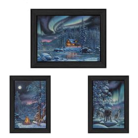 "Rivers Of Light Collection" 3-Piece Vignette By Kim Norlien, Printed Wall Art, Ready To Hang Framed Poster, Black Frame - as Pic