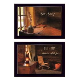 "Dear Diary Collection" 2-Piece Vignette By Lori Deiter, Printed Wall Art, Ready To Hang Framed Poster, Black Frame - as Pic