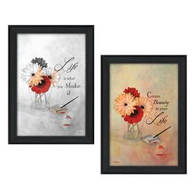 "Create Beauty Collection" 2-Piece Vignette By Robin-Lee Vieira, Printed Wall Art, Ready To Hang Framed Poster, Black Frame - as Pic