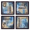 "Yoga Collection " 4-Piece Vignette By Debbie DeWitt, Printed Wall Art, Ready To Hang Framed Poster, Black Frame - as Pic