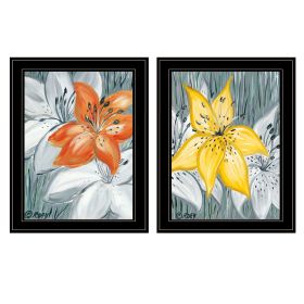 "Tiger Lilies" 2-Piece Vignette by Roey Ebert, Black Frame - as Pic