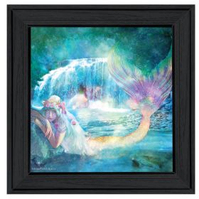 "Woodland Cove Mermaid" by Bluebird Barn, Ready to Hang Framed Print, Black Frame - as Pic