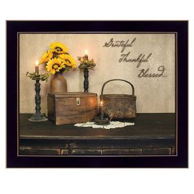 "Grateful, Thankful, Blessed" By Susan Boyer, Printed Wall Art, Ready To Hang Framed Poster, Black Frame - as Pic