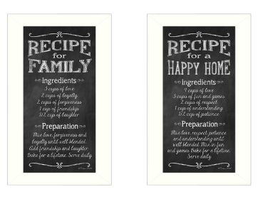 "Family Recipe Collection" 2-Piece Vignette By Susan Ball, Printed Wall Art, Ready To Hang Framed Poster, White Frame - as Pic