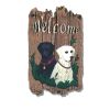 Welcome Sign, "Two Labradors" Porch Decor, Resin Slate Plaque, Ready To Hang Decor - as Pic