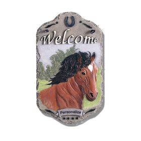 Welcome Sign, "Horse" Porch Decor, Resin Slate Plaque, Ready To Hang Decor - as Pic