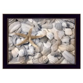 "Starfish and Seashell" By Lori Deiter, Printed Wall Art, Ready To Hang Framed Poster, Black Frame - as Pic