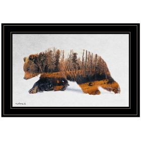 "Traveling Bear" by Andreas Lie, Ready to Hang Framed Print, Black Frame - as Pic