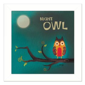 "Night Owl" By Marla Rae, Printed Wall Art, Ready To Hang Framed Poster, White Frame - as Pic