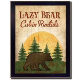 "Lazy Bear" By Mollie B., Printed Wall Art, Ready To Hang Framed Poster, Black Frame - as Pic