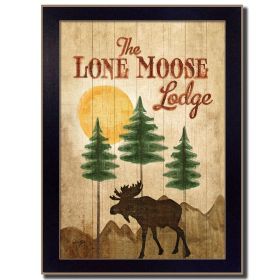 "Lone Moose" By Mollie B., Printed Wall Art, Ready To Hang Framed Poster, Black Frame - as Pic