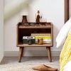 Pure Solid Wood Bedside Cabinet Modern Simple Nightstands European Beech Bedside Cabinet Nordic Bedroom Solid Beech Storage Cabinet 0.4m - as Pic