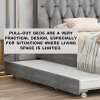 GRAY QUEEN SIZE TRUNDLE PULL OUT DRAWERS STORAGE UPHOLSTERED BED MODERN DESIGN NO BOX SPRING REQUIRED - as Pic