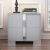 Elegant Nightstand with Metal Handle,Mirrored Bedside Table with 2 Drawers for Bedroom,Living Room,Grey - as Pic