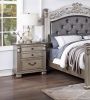 Classic Bedroom Formal Nightstand Antique Silver Finish 2-Drawers 1pc Bedside Table Plywood Furniture - as Pic