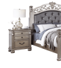 Classic Bedroom Formal Nightstand Antique Silver Finish 2-Drawers 1pc Bedside Table Plywood Furniture - as Pic