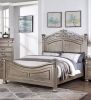 Formal Traditional Antique Silver 1pc California King Size Bed Unique Design Headboard Footboard Bedframe - as Pic