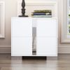 Elegant Nightstand with Metal Handle,Mirrored Bedside Table with 2 Drawers for Bedroom,Living Room,White - as Pic