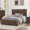 Rustic Brown Finish Queen Bed Clipped Corners Transitional Style Wooden Bedroom Furniture 1pc Panel Bed - as Pic