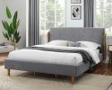 Mid-century Modern Gray Polyster Fabric Wingback Design 1pc California King Size Bed Headboard Bedroom Furniture - as Pic