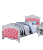 White Twin Size Bed Youth Bedroom Furniture Pink Faux Leather Headboard Footboard Plywood 1pc Bedframe - as Pic