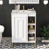 24inch White Bathroom Vanity Sink Combo for Small Space, Modern Design with Ceramic Basin, Gold Legs and Semi-open Storage(Faucet Not Included) - as P