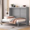 Full Size Murphy Bed Wall Bed,Gray - as Pic