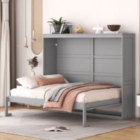 Full Size Murphy Bed Wall Bed,Gray - as Pic