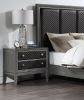 Modern Styling Bedroom 1pc Nightstand of 2 Drawers Faux Leather Upholstered Gray Classic Design Wooden Furniture - as Pic