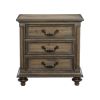 Traditional Vintage Style 1pc Nightstand of 3 Drawers Metal Hardware Weathered Pecan Finish Classic Bedroom Furniture - as Pic
