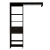 Manchester 150 Closet System, Metal Rod, Five Open Shelves, One Drawer -Black - as Pic