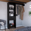 Manchester 150 Closet System, Metal Rod, Five Open Shelves, One Drawer -Black - as Pic