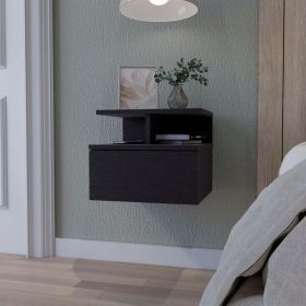 Mason Black 1-Drawer Floating Nightstand - as Pic