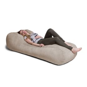 Jaxx Arlo Chaise Lounge Bean Bag Chair - Premium Chenille, Beige - Beige - Chenille