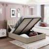 Queen size Upholstered Platform bed with a Hydraulic Storage System - Beige - pic