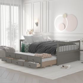 Full size Daybed with Twin size Trundle and Drawers; Full Size; Gray - pic
