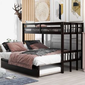 Twin over Pull-out Bunk Bed with Trundle, Espresso - as pic