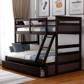 Twin over Full Bunk Bed with Storage - Espresso(OLD SKU :LP000022AAP) - as pic