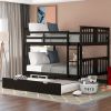 Full over Full Bunk Bed with Twin Size Trundle and Ladder-White(Old SKU: LP000204AAP) - as pic