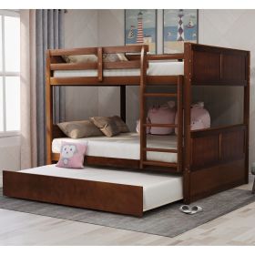 Full Over Full Bunk Bed with Twin Size Trundle, Walnut (old sku: LP000250AAL) - as pic